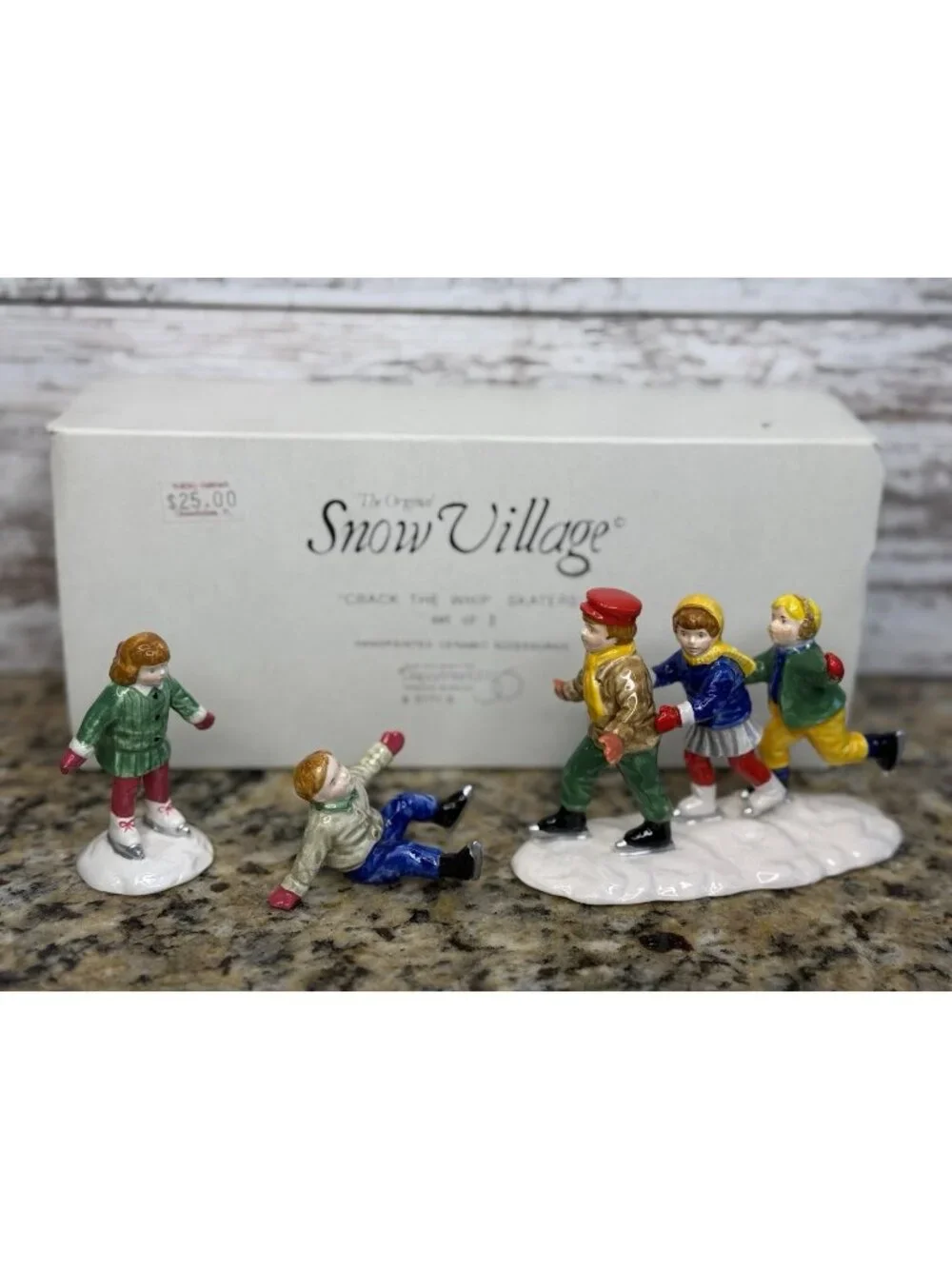 Department 56 Snow Village CRACK THE WHIP SKATERS Set Of 3  #5171-3